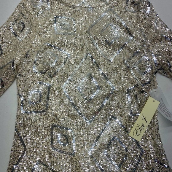 ELIZA J SEQUIN DRESS 4 long sleeve back zip closure fully lined VEGAS FORMAL - Picture 4 of 12